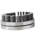 Circular Disc Cutter Set With Pendant Punch Tool And 17 Dies For Metal Forming, Premium High Carbon Steel, side view with dies