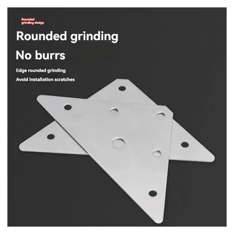 Heavy Duty Stainless Steel Flat Angle Connector Set With Brackets And Screws Included All In One Indoor Assembly Kit showing rounded edges