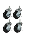 Pack Of 4 3 Inch Rubber Wheels With Silent Casters For Furniture M8 M10 M12 Fit Wear Resistant Solid Furniture Protection Heavy Duty