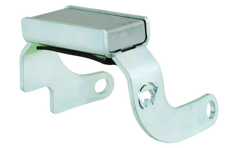 Grinder Grip Magnetic Attachment for Grinders attaches to ferrous surfaces, silver metallic tool for safer, easier work.