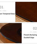 Premium Tempered Glass Lazy Susan Turntable and Slick Swivel Serving Tray with brown tempered glass surface and duckbill edge design.