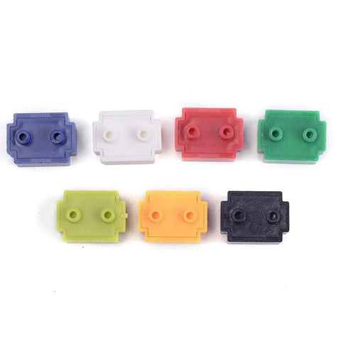 Set Of 7 Colorful Mini Solderless Breadboards With 25 Tie Points Each For Quick Arduino Prototyping And Testing, Compact 20x15mm PCB Circuit Boards In A Color Coded Kit displayed in a line