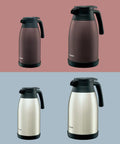 Stainless Steel Vacuum Carafe 1.9 L With One-Touch Pour, Tank-Grade Build For Serious Heat Retention, Unbreakable Steel, Brown and Silver