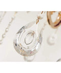 Stunning European Crystal Chandelier Featuring Pink Flower Accents Warm Led Ceiling Pendant Light Luxe Fixture For Living Room Or Hotel With Adjustable Chain To Slay Your Space Decor - close-up of crystal drop detail.