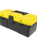 Totally Nifty Portable Plastic Toolbox With Heavy Duty Buckle And Comfy Grip Designed For Mechanics Tool Storage And Everyday Gear Hauling Needs Easy To Use, black and yellow.