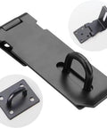Stainless Steel 4 Inch Door Hasp Latch Lock With Fixing Screws Black Gate Hasp with visible fixing plates and staple for security
