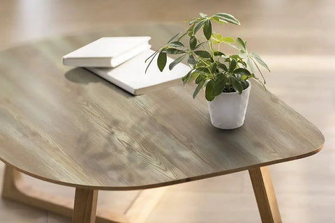 Table with Peel And Stick Faux Wood Grain Wallpaper For Cabinets And Counters Self Adhesive Removable Oak Look and potted plant