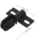 Heavy Duty Glass Door Pivot Hinge in Stainless Steel for Bathroom Shower Doors shown with measurements in black finish.