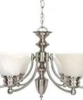 Six Light Transitional Chandelier from Empire Collection in Brushed Nickel and Silver, 26 Inch Wide, 14 Inch Tall