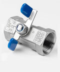 Tough As Nails SS304 Threaded Ball Valve With Npt Female Threads Designed For Effortless Water Oil And Gas Line Control Built From One Piece Forged Steel To Guarantee Zero Leak Performance Every Single Time You Operate The Handle, featuring blue handle and NPT female threads.