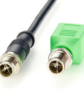 M12 X Coded 8 Pin To RJ45 Adapter For Cat6 Industrial Ethernet Shielded Bulkhead Jack IP67 Waterproof Connector close-up view.