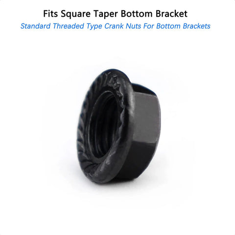 14mm crank arm nut for square taper bottom bracket, anti-loosening, durable steel, 2 Pack 14mm Crank Arm Nuts for Bike Bottom Bracket Cotterless Crank Axle Threaded