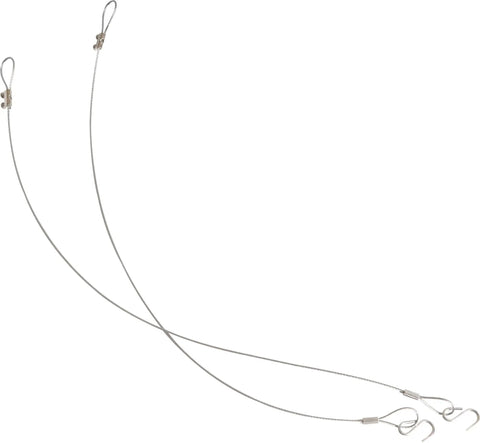 Ten Foot Beefy Aircraft Cable With Hooks Hanging Suspension Kit for LED High Bay Lights, showing cables with hooks and loop ends.