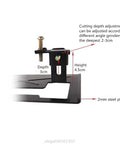 Adjustable Collet Tool Holder Straight Up Heavy Duty Steel Angle Grinder Mount showing 2mm steel plate and depth adjustment features.