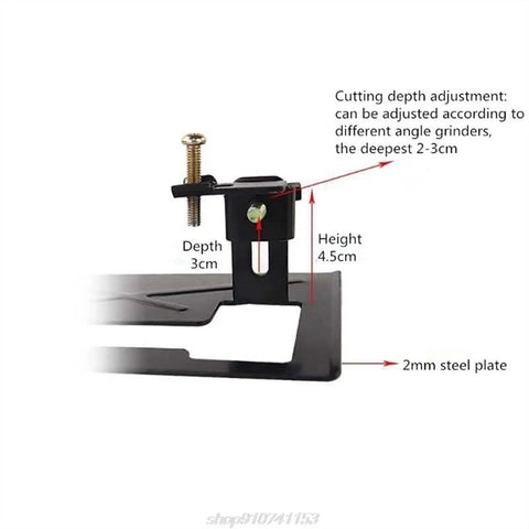 Adjustable Collet Tool Holder Straight Up Heavy Duty Steel Angle Grinder Mount showing 2mm steel plate and depth adjustment features.