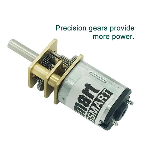Close-up of Two Pack N20 Micro Gearbox Motor 12V D Shaft Mini Motor Reducer 12mm Gearbox with precision gears highlighted.