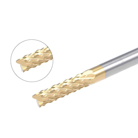 Ten Piece 3mm Titanium Coated Carbide End Mill Engraving Milling Cutter CNC Router Bits For PCB Milling One Eighth Inch Shank Durable High Hardness Wear Resistant Pro Grade Tool Set