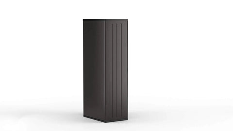 Side view of 19 Cubic Ft Heavy Duty Resin Cabinet With Lockable Handles Multi Wall Construction And Metal Reinforced Shelves For Basem