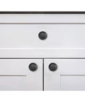 Built Tough 2 Pack Matte Black Bifold Closet Door Knobs With 1 5 Inch Heavy Duty Zinc Alloy Cabinet Hardware on white drawers.