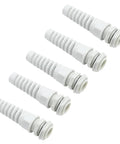 Five Pack NPT Half Inch Waterproof Cable Gland With Flexible Spiral Strain Relief Nylon Body With Gaskets For 6 To 12mm Wires Replacement