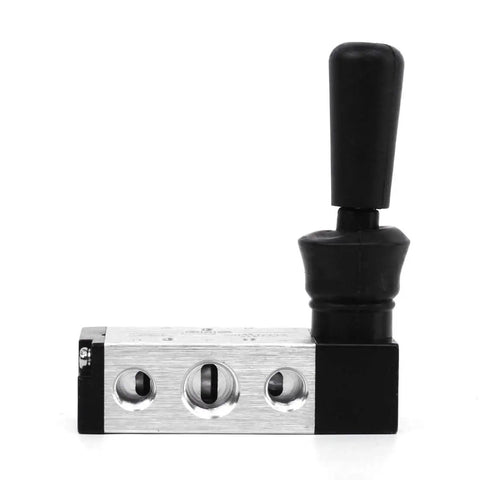 5 Way 2 Position Hand Lever Pneumatic Valve With One Quarter Inch NPT Inlet And One Quarter Inch NPT Outlet Ports Plus One Eighth Inch NPT Exhaust Aluminum Alloy Direct Acting Easy Pull Manual Push Pull Controller 4H210 N08