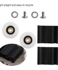 22mm Greenhouse Door Wheel Replacement Kit For Sliding Doors, plastic wheels, black tracks, screws and circlets, top view