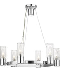 Midtown 6 Light Chandelier In Brushed Nickel Finish With Dope Modern Contemporary Design For Living Room Or Dining Room, 6 Illuminating Heads