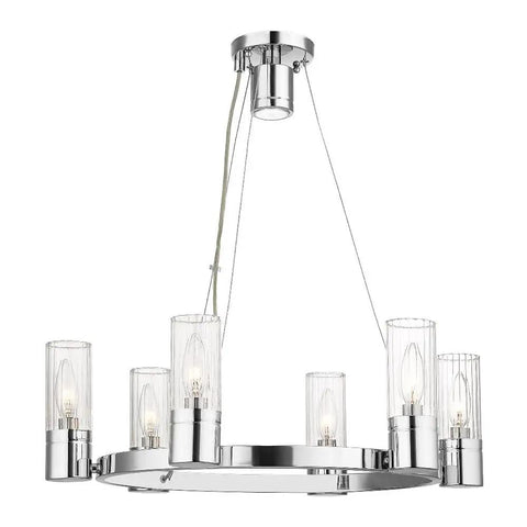 Midtown 6 Light Chandelier In Brushed Nickel Finish With Dope Modern Contemporary Design For Living Room Or Dining Room, 6 Illuminating Heads