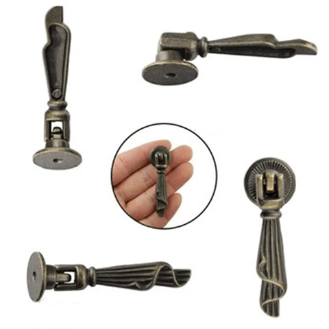 Antique Bronze Metal Drawer Cabinet Pulls 2 Pack With Screws, Single Hole Drop Handles 0.75 X 2.36 Inches, close-up view