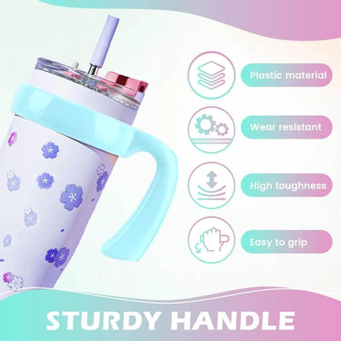 20 Oz Tumbler Handle With Anti Slip Grip For Travel Mugs And Vacuum Insulated Tumblers, light blue handle on tumbler