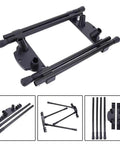 Hella Solid Folding Replacement Table Legs With Adjustable Height Support Stand For Outdoor Camping And Backyard Hangouts Quick Telescoping Locks Plus Heavy Duty Nylon Brackets For Easy Setup On Bumpy Dirt, black adjustable legs and brackets.