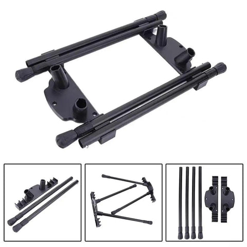 Hella Solid Folding Replacement Table Legs With Adjustable Height Support Stand For Outdoor Camping And Backyard Hangouts Quick Telescoping Locks Plus Heavy Duty Nylon Brackets For Easy Setup On Bumpy Dirt, black adjustable legs and brackets.