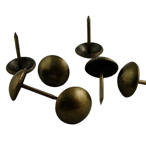 Upholstery Tacks 500 Pack Pro Grade Decorative Furniture Nails for Chairs and Headboards Antique Brass Heavy Duty DIY Decor Seven Sixteenth Inch Head Size Five Eighths Inch Total Length