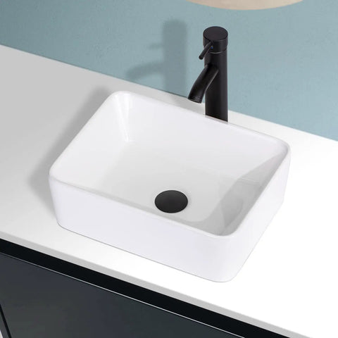 Totally Sleek Ceramic Vessel Sink For Bathrooms Rectangular Above Counter Bowl 16 X 12 Inches White Porcelain Durable And Stain Resistant Modern Look Easy To Clean Perfect Powder Room Upgrade