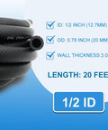 Beefed Up Half Inch Transmission Oil Cooler Hose For High Pressure Power Steering Lines, 1/2 inch ID, 20 feet long