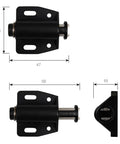 Magnetic Door Latch Kit For Cabinets And Furniture, Easy Open Touch Latch with round plate dimensions shown