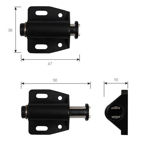 Magnetic Door Latch Kit For Cabinets And Furniture, Easy Open Touch Latch with round plate dimensions shown