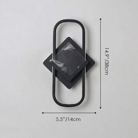 Modern Led Acrylic Indoor Wall Sconce With Dimmable Remote Control And Warm Adjustable Glow Solid Pick For Bedroom Living Room And Office Space, black design, 14.9" high by 5.5" wide.