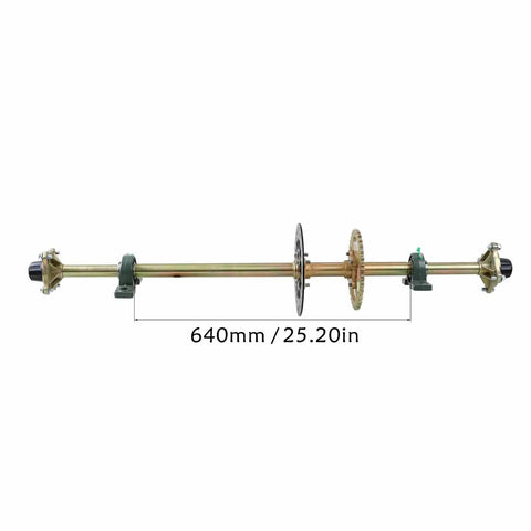44 Inch Go Kart Rear Live Axle Kit With Shaft Sprocket Hubs Brake Master Cylinder And Nineteen By Seven By Eight Tires shown in full view