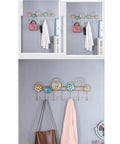 Heavy Duty Wrought Iron Wall Decor With A Dope Partition Rack And Coat Hook This Hand Painted Blue Gold Storage Organizer with bags