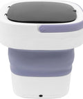 Hella Efficient Compact Foldable Mini Washer With Slick Drainage Setup And Pure Copper Motor Plus Gentle Handwash Simulation For Delicates And Baby Clothes Green Finish, top view with purple shell.