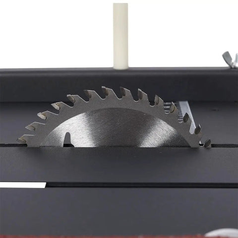 Aynuma Mini Table Saw And Belt Sander Combo 2 In 1 Electric Portable Bench Cutting Machine with a sharp steel blade.