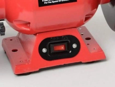 Heavy Duty Six Inch Electric Bench Grinder For Precision Metal Sharpening And Stock Removal With 3450 RPM Capacitor Motor switch detail.