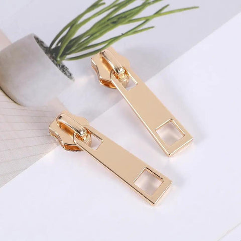 5 Piece Zipper Sliders Set For Quick On The Go Fixes Detachable Reusable Zipper Pulls Replacement Kit in Light Gold