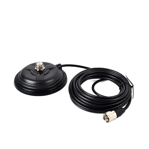 Magnetic Vehicle Antenna Mount With A 4.3 Inch Base And Heavy Duty Hold, 30.8 Lb Pull, with coax cable and PL-259 connector.