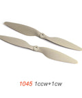 Pair Of RC Propellers 1045 CW CCW Two Vane Glass Fiber Nylon Hybrid Propellers With Grey Coating And Adapter Rings