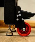 Heavy Duty Steel Caster Set For Router Tables, Workbenches, Cabinets And Tool Stands With 800 LB Capacity, installed swivel caster