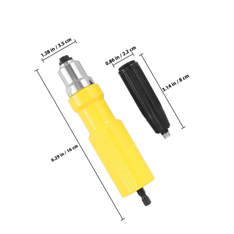 Premium Cordless Rivet Adapter Kit For Hand Tools With Easy Installation And Versatile Riveting Applications To Make Your DIY Projects Go Super Sleek And Smooth, yellow and black drill attachment, 16 cm