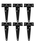 Six Pack Four Inch T Shaped Rust Proof Iron Light Shed Hinges For Doors And Cabinets Galvanized Built To Last Durable Black Finish