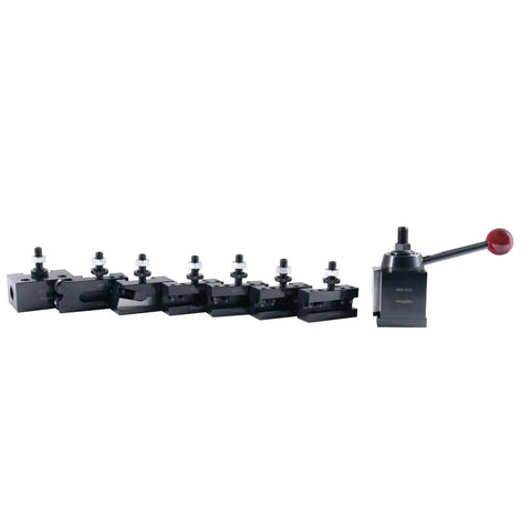 Eight Piece AXA Wedge Type Quick Change Tool Post Set For Lathes With Two Oversize Turning And Facing Holders, Solid Steel Lathe Tooling 0251-0118